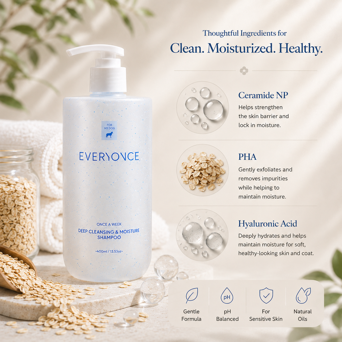 Key ingredients — Ceramide NP, PHA, Hyaluronic Acid
