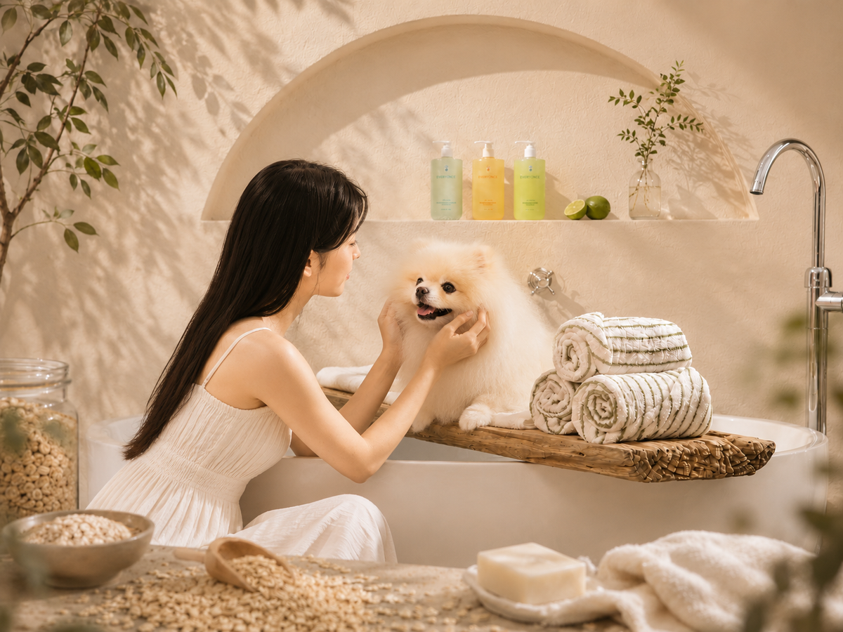 A calm spa bath moment with Everyonce — soothing skincare-inspired care